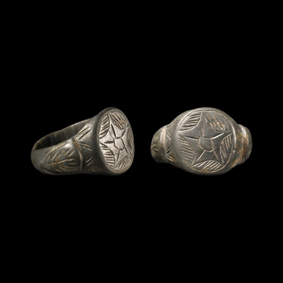 Medieval Base Silver Ring with Star