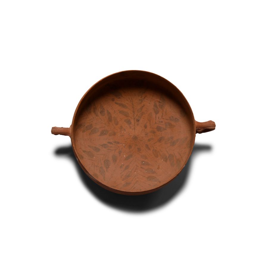 Nabataean Redware Bowl with Painted Foliage