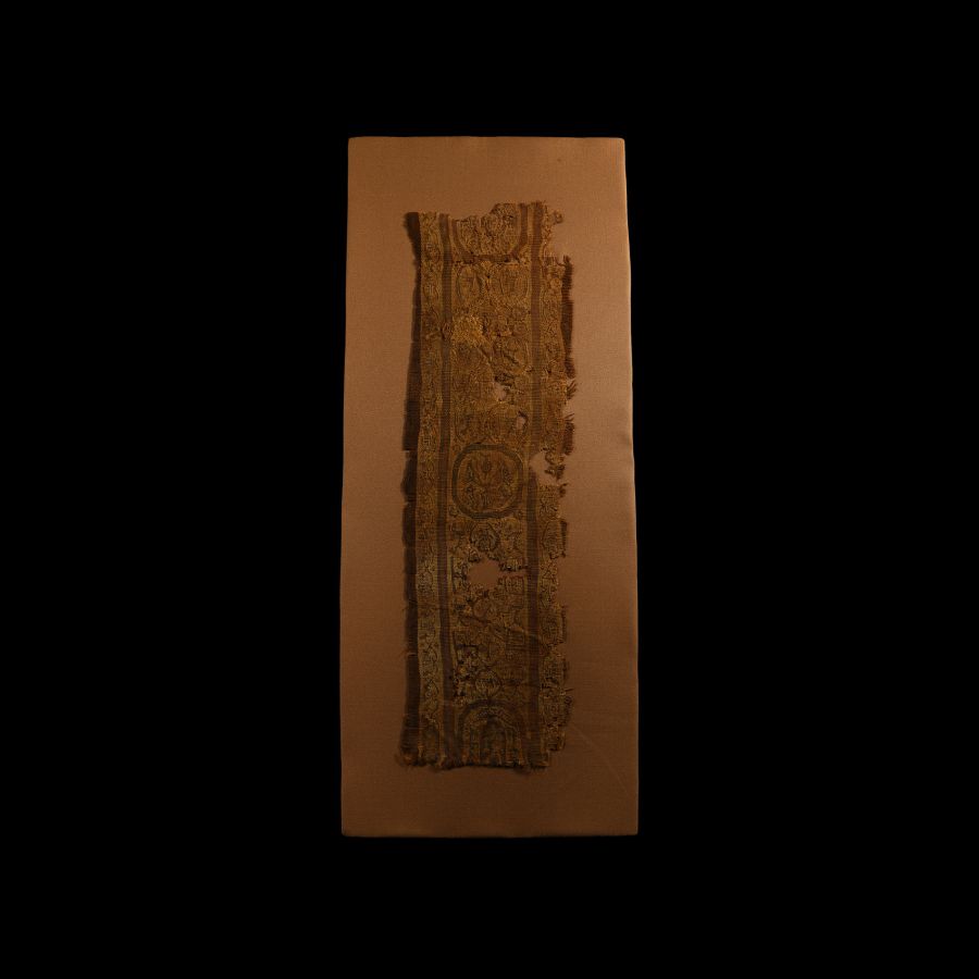 Egyptian Mounted Coptic Textile with Running Hounds