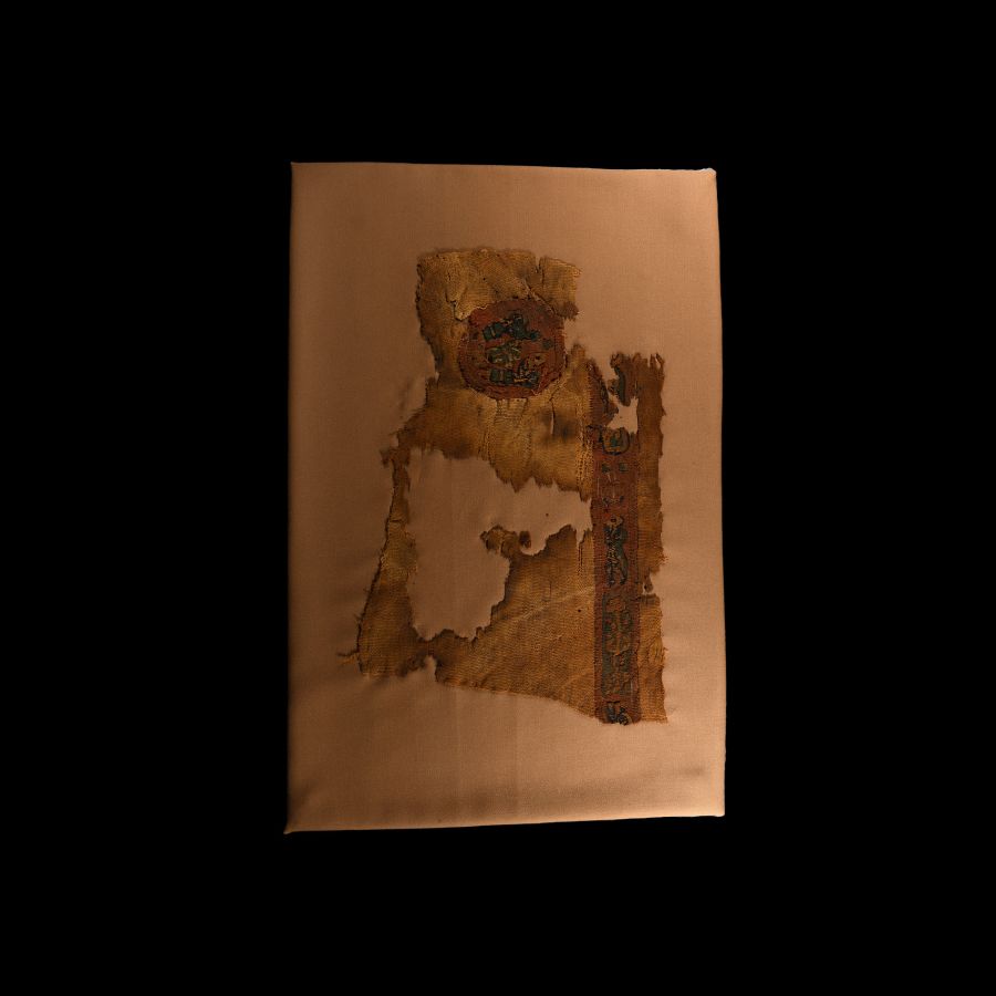 Egyptian Mounted Coptic Textile with Satyrs