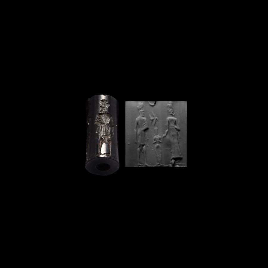 Western Asiatic Haematite Cylinder Seal with presentation Scene