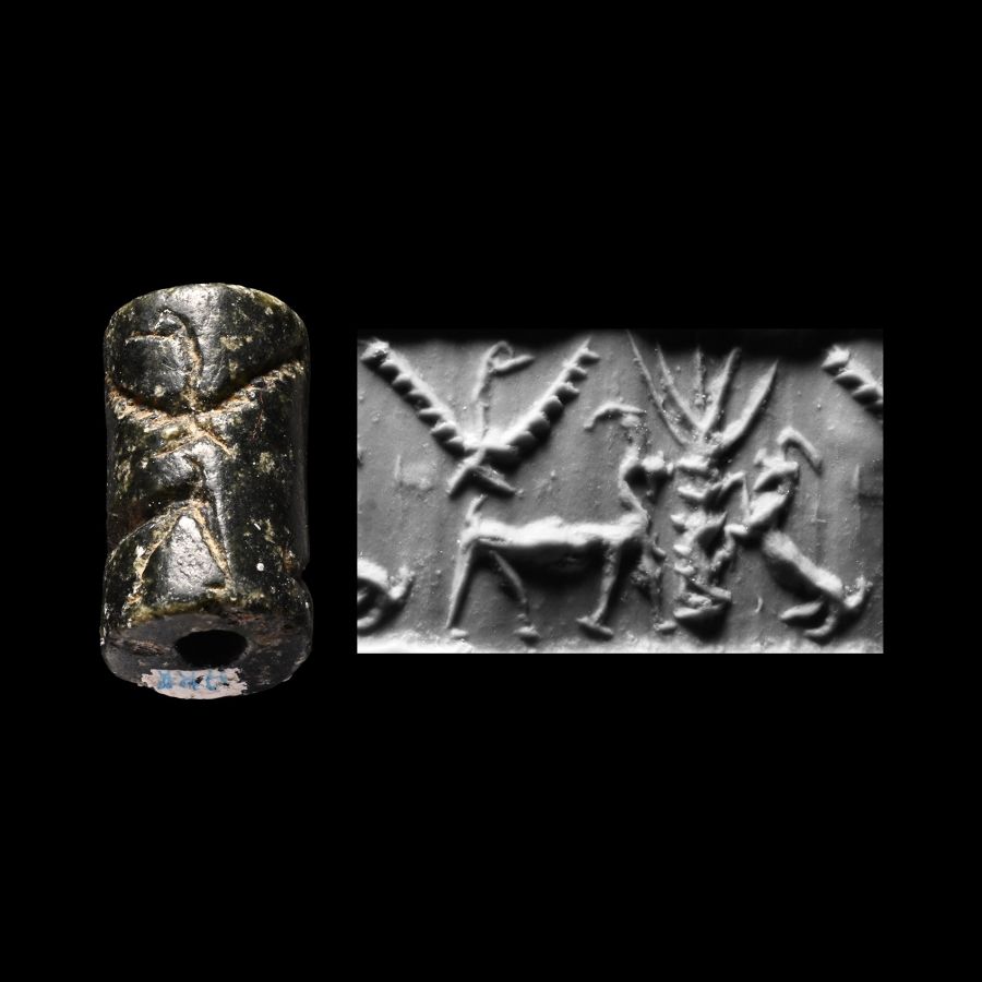 Western Asiatic Steatite Cylinder Seal with Animals