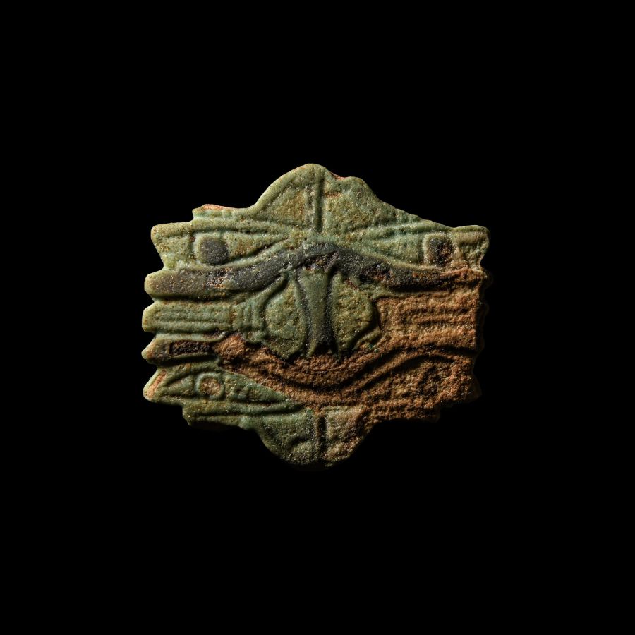 Very Large Egyptian Faience Quadruple Eye of Horus Amulet