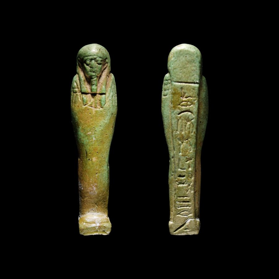 Egyptian Green Faience Shabti for Aames