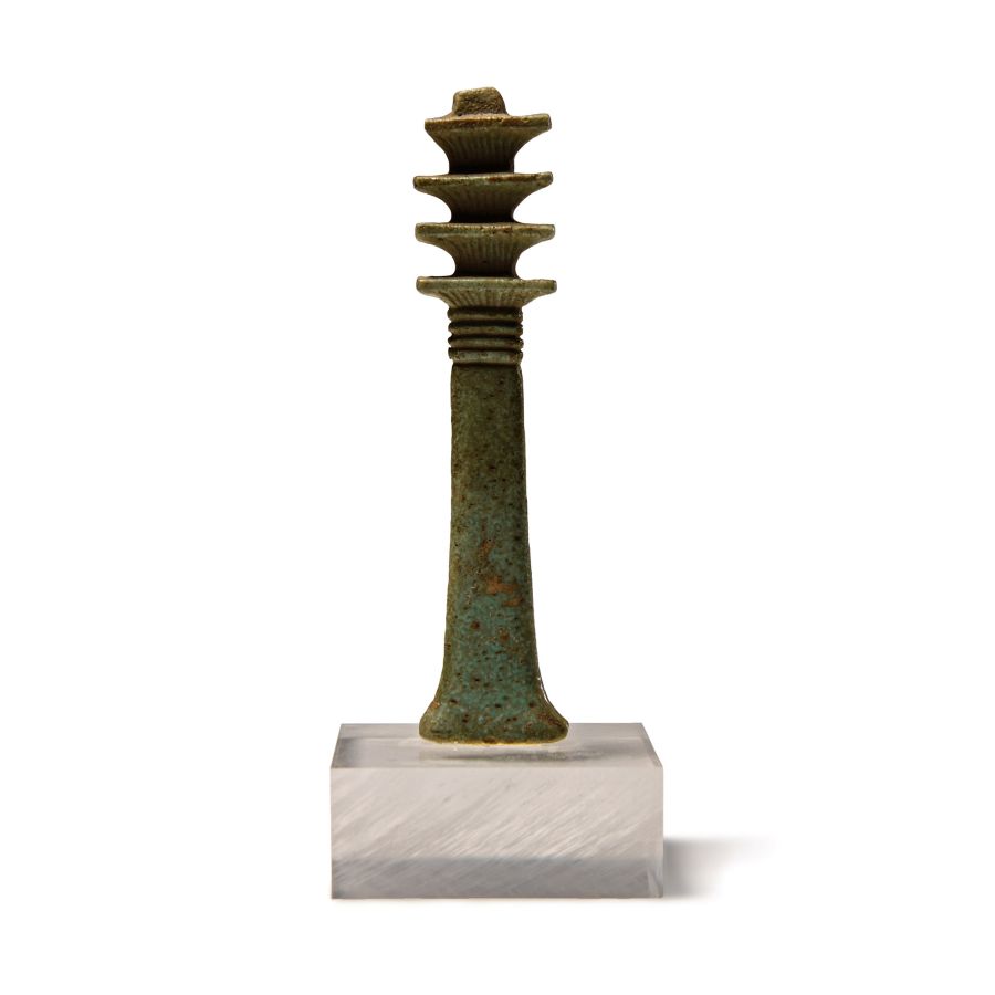 Large Egyptian Faience Djed Pillar Amulet