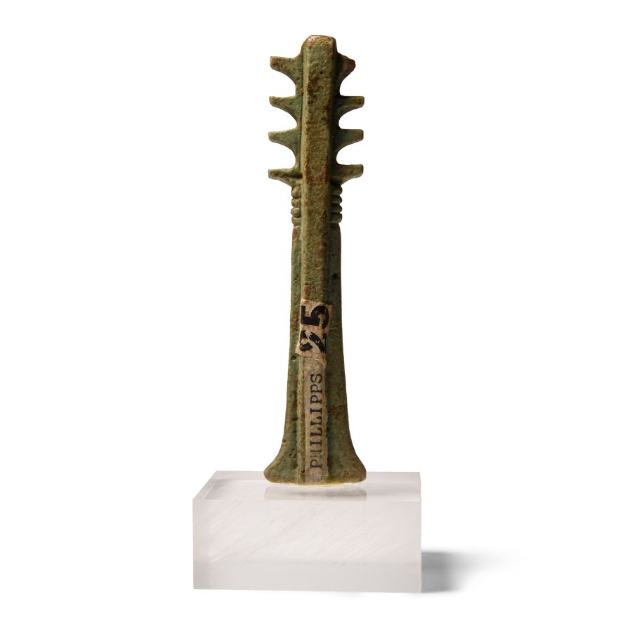 Large Egyptian Faience Djed Pillar Amulet