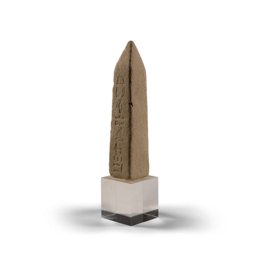 Egyptian Limestone Miniature Obelisk with Hieroglyphs