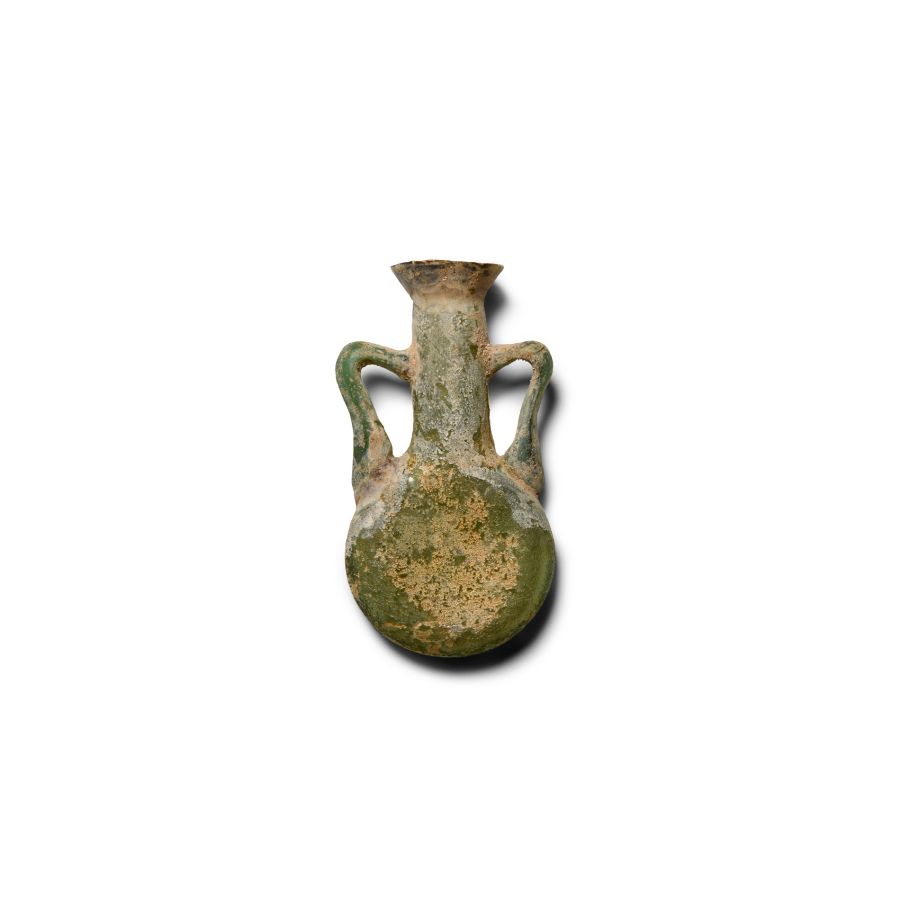 Roman Green Glass Pilgrim's Flask