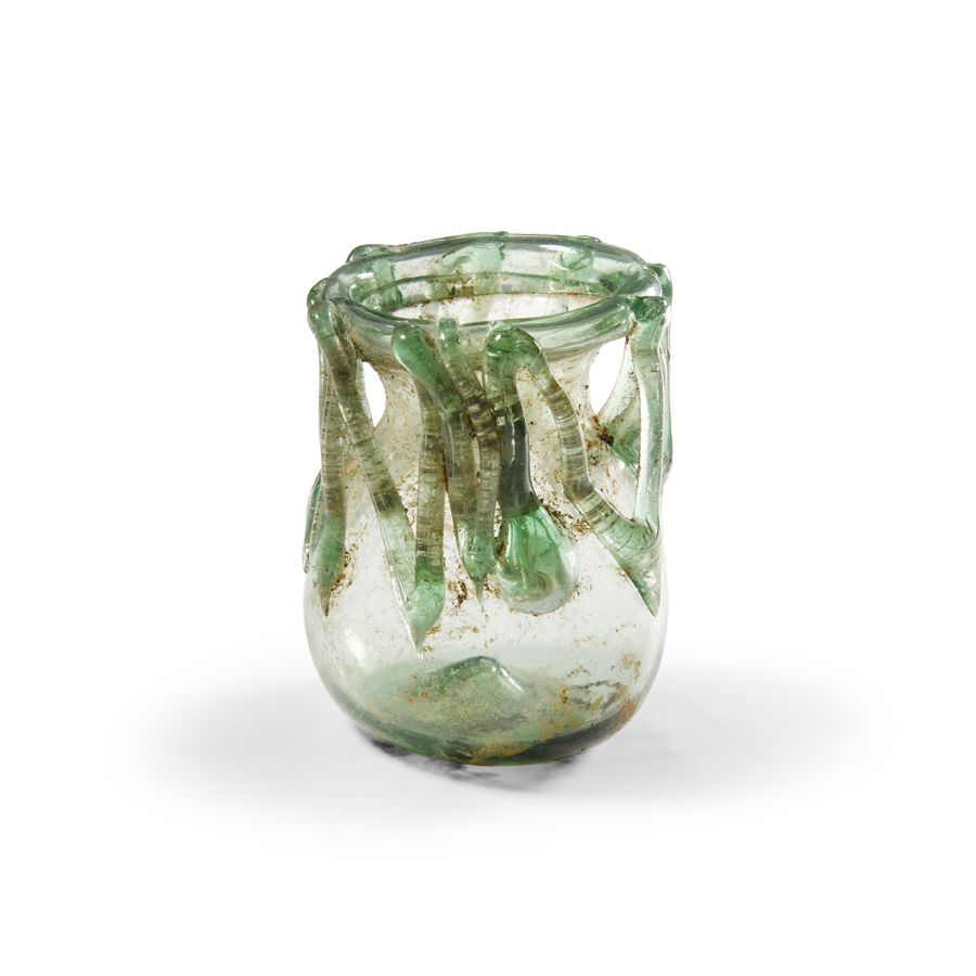 Roman Glass Flask with Wavy Lines
