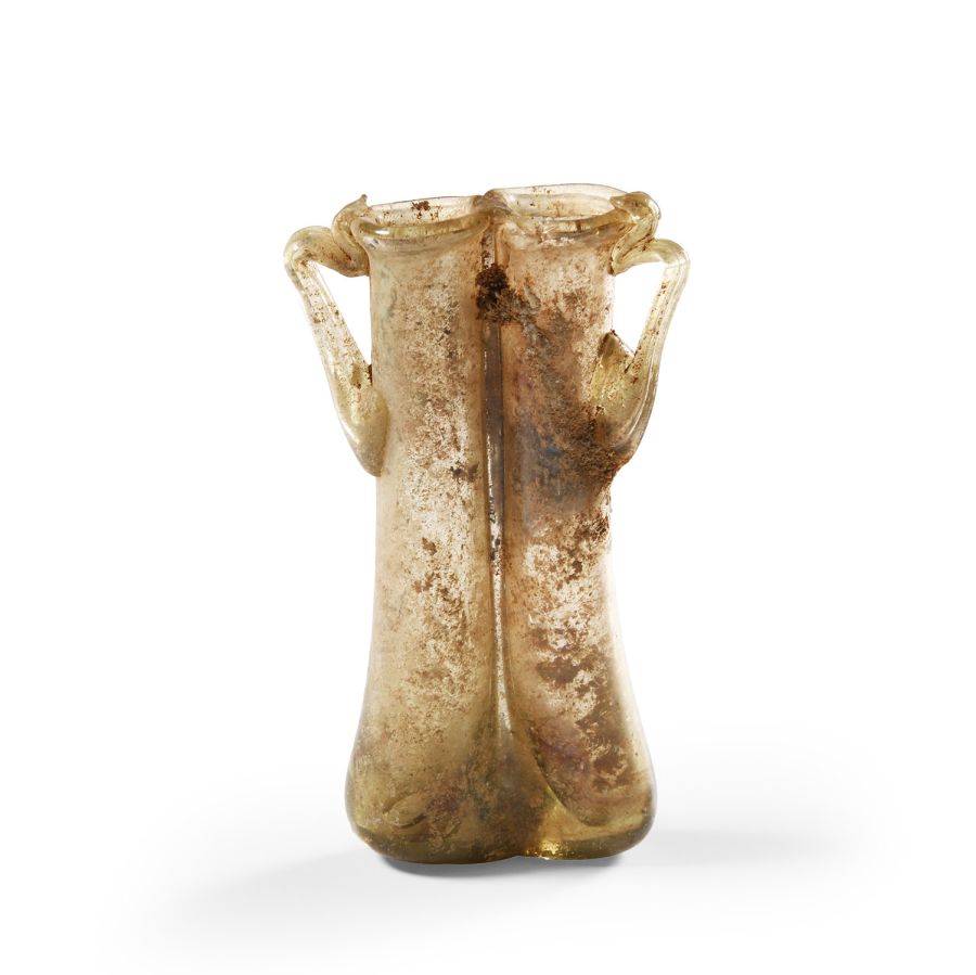 Roman Glass Double Unguentarium with Handles