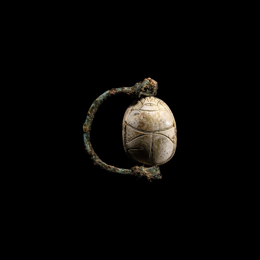 Egyptian Bronze Ring with Hyksos Scarab