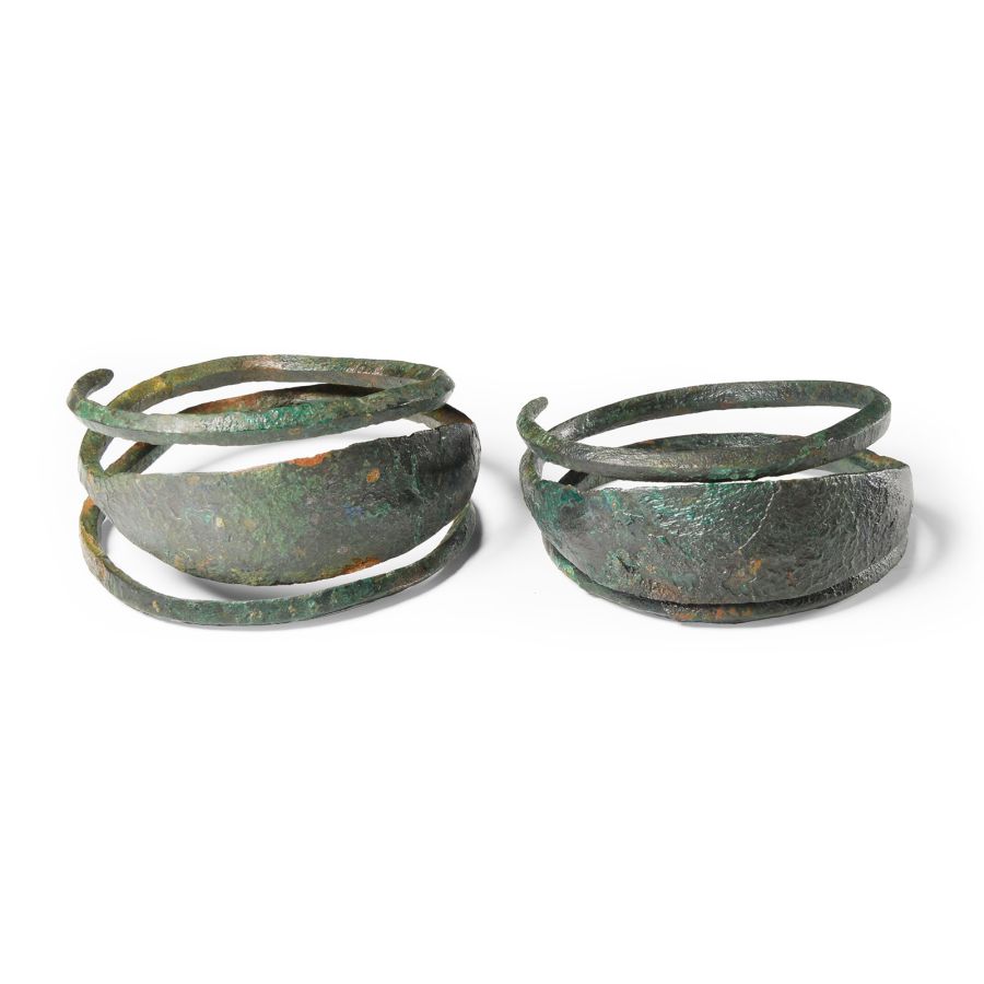Viking Age Bronze Coiled Bracelet Pair