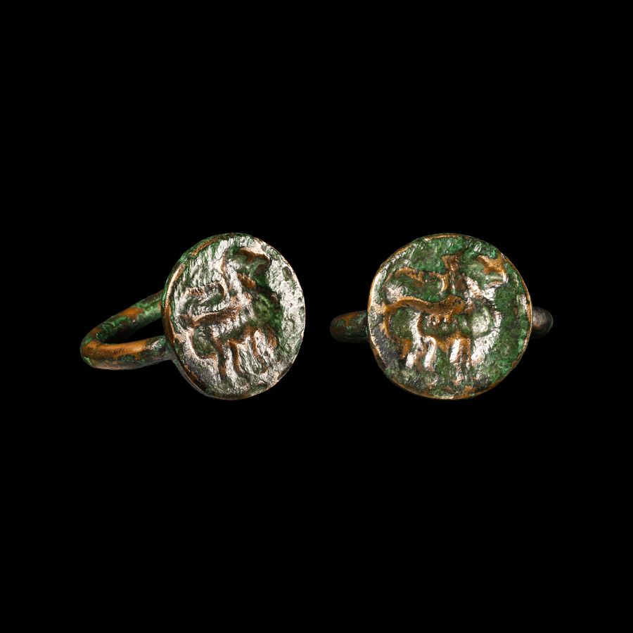 Greek Bronze Ring with Animal