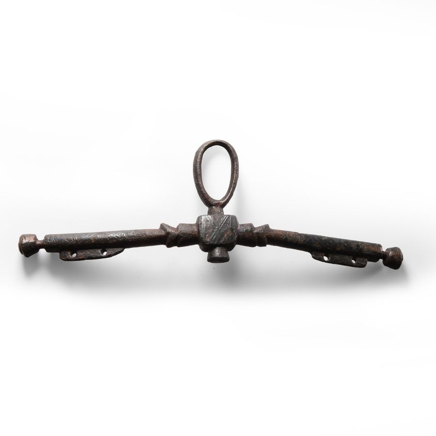 Medieval Niello Inlaid Bronze Purse Bar