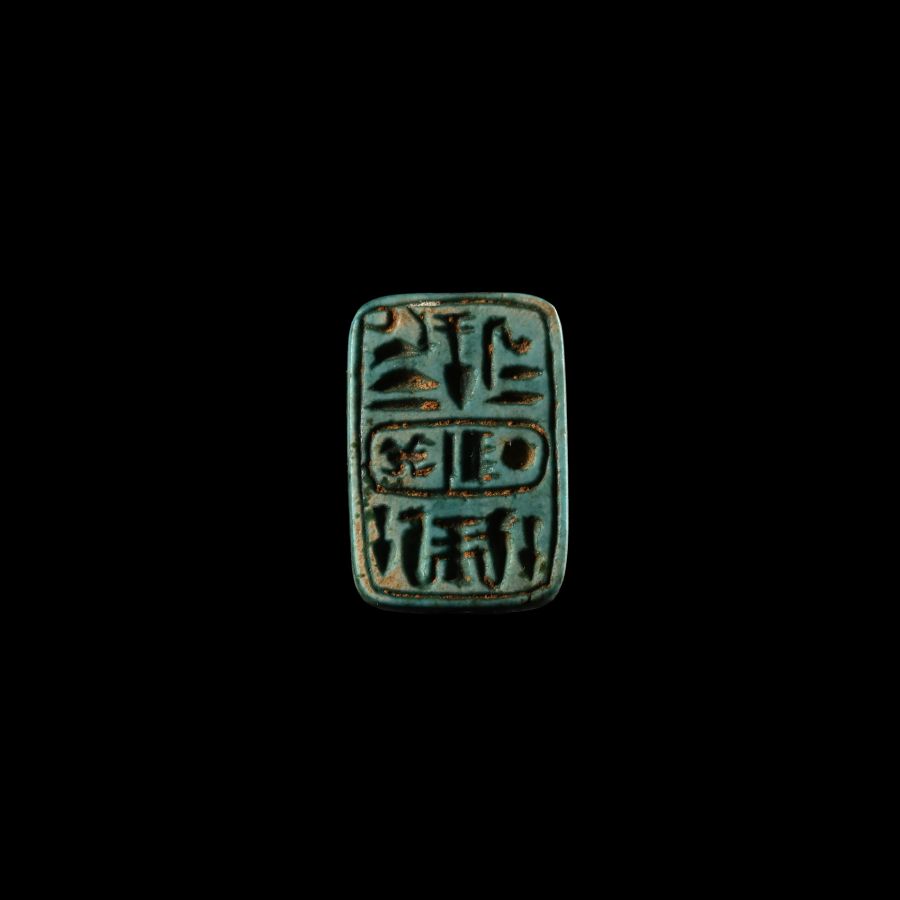 Egyptian Faience Amulet with Hieroglyphs