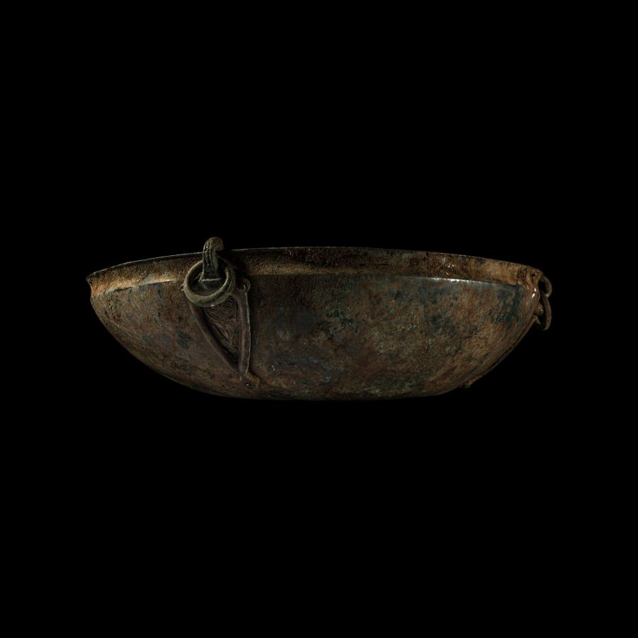 The High-Status 'Ryedale' Anglo-Saxon Bronze Hanging Bowl Complete with all Four Chip-Carved Mounts