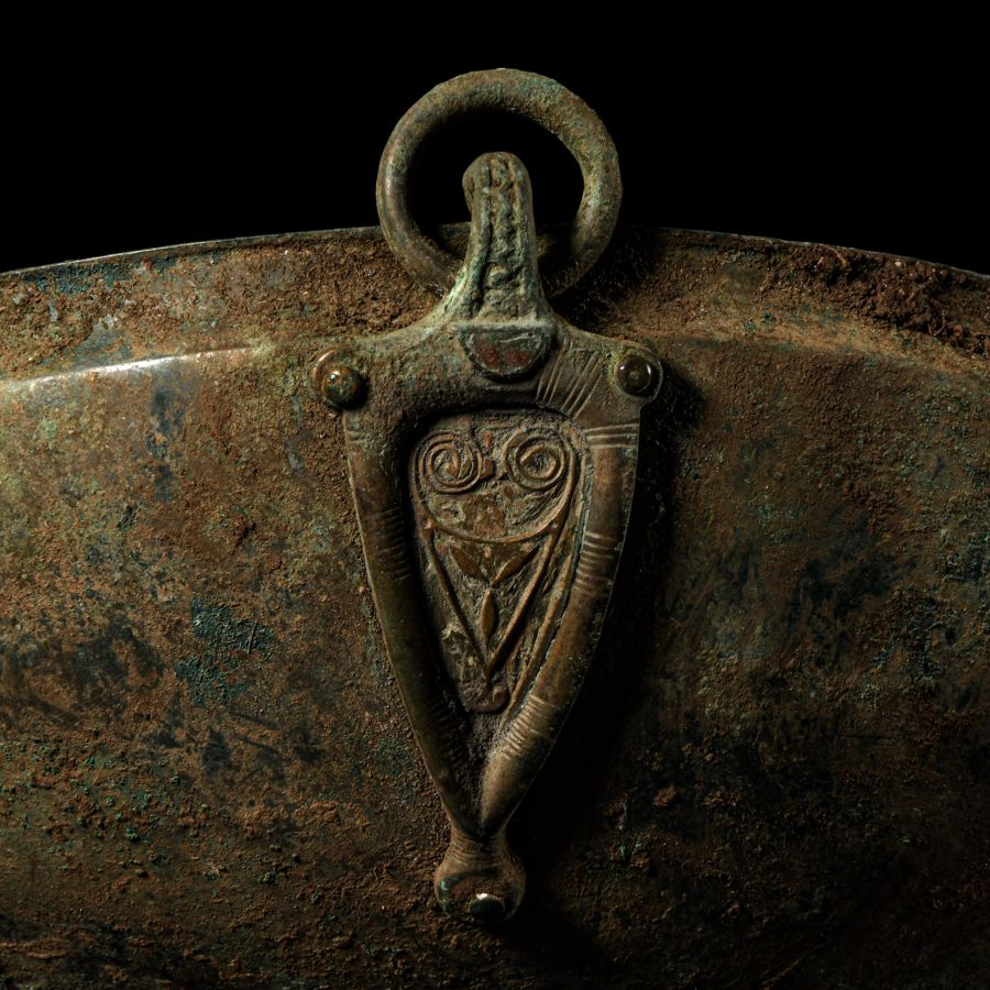 The High-Status 'Ryedale' Anglo-Saxon Bronze Hanging Bowl Complete with all Four Chip-Carved Mounts