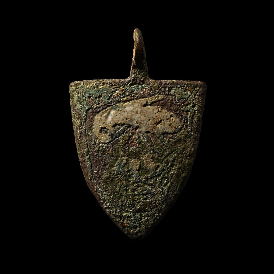 Medieval Knight's Enamelled Bronze Heraldic Horse Harness Pendant