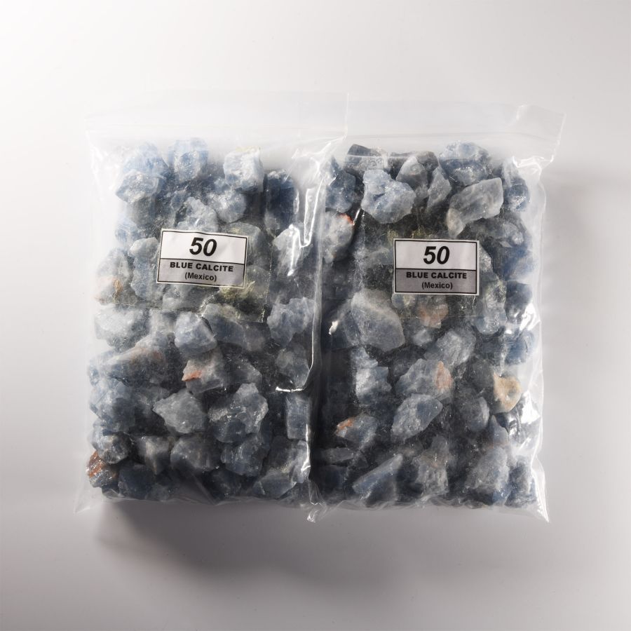 Natural History - Two Bags of Blue Calcite Mineral Specimen Group [100]