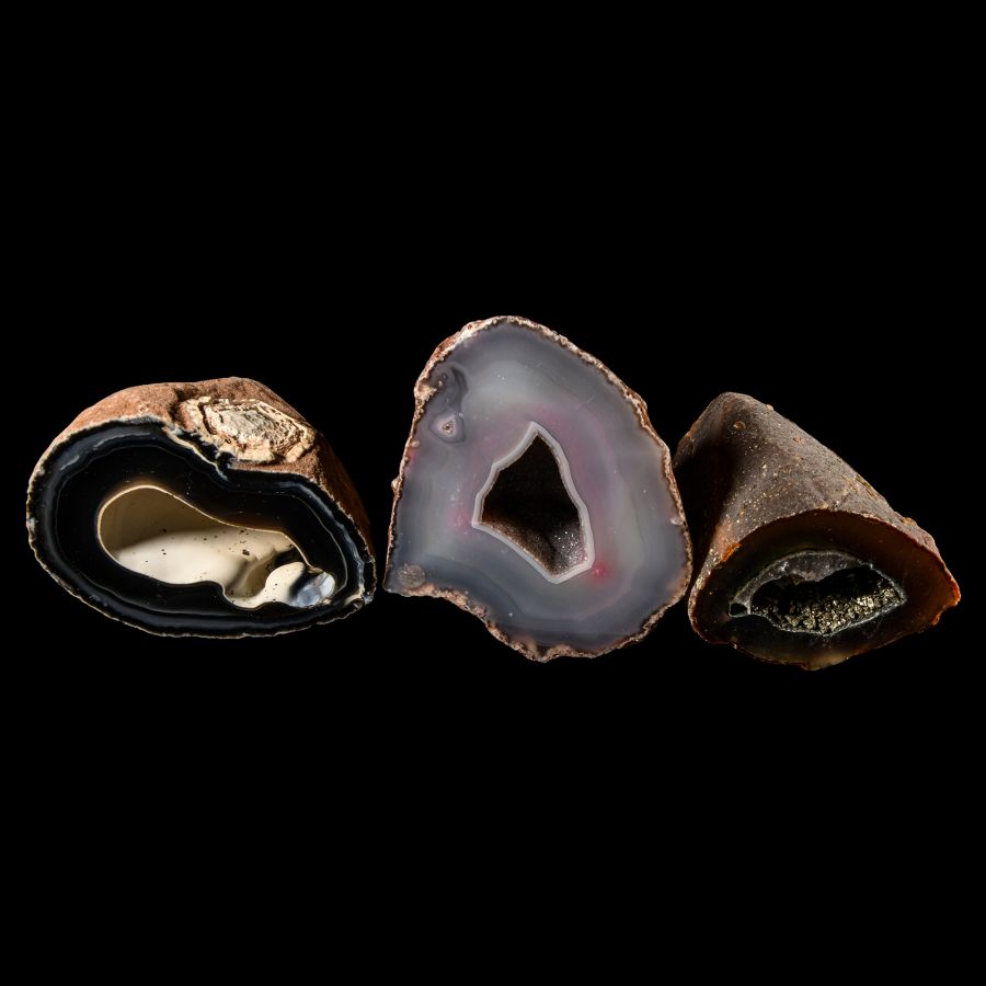 Natural History - Cut and Polished Brazil Agate Crystal Geode Half Collection [3]