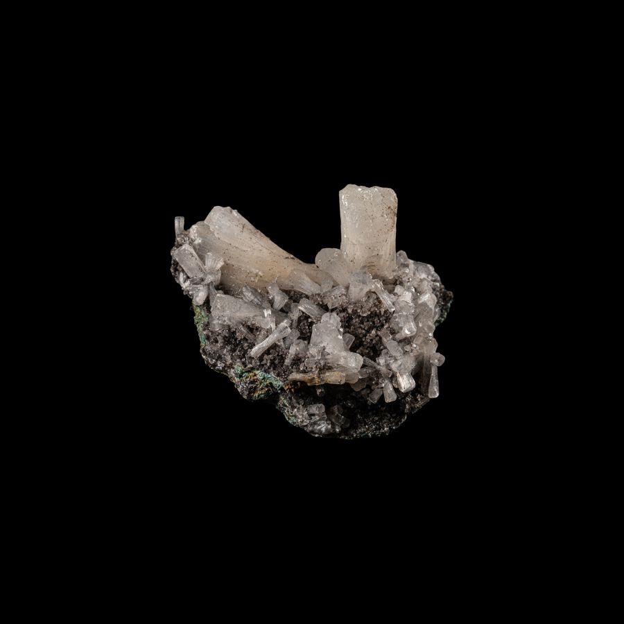 Natural History - Boxed Historic Stilbite with Quartz 'Paper Weight' Crystal Specimen