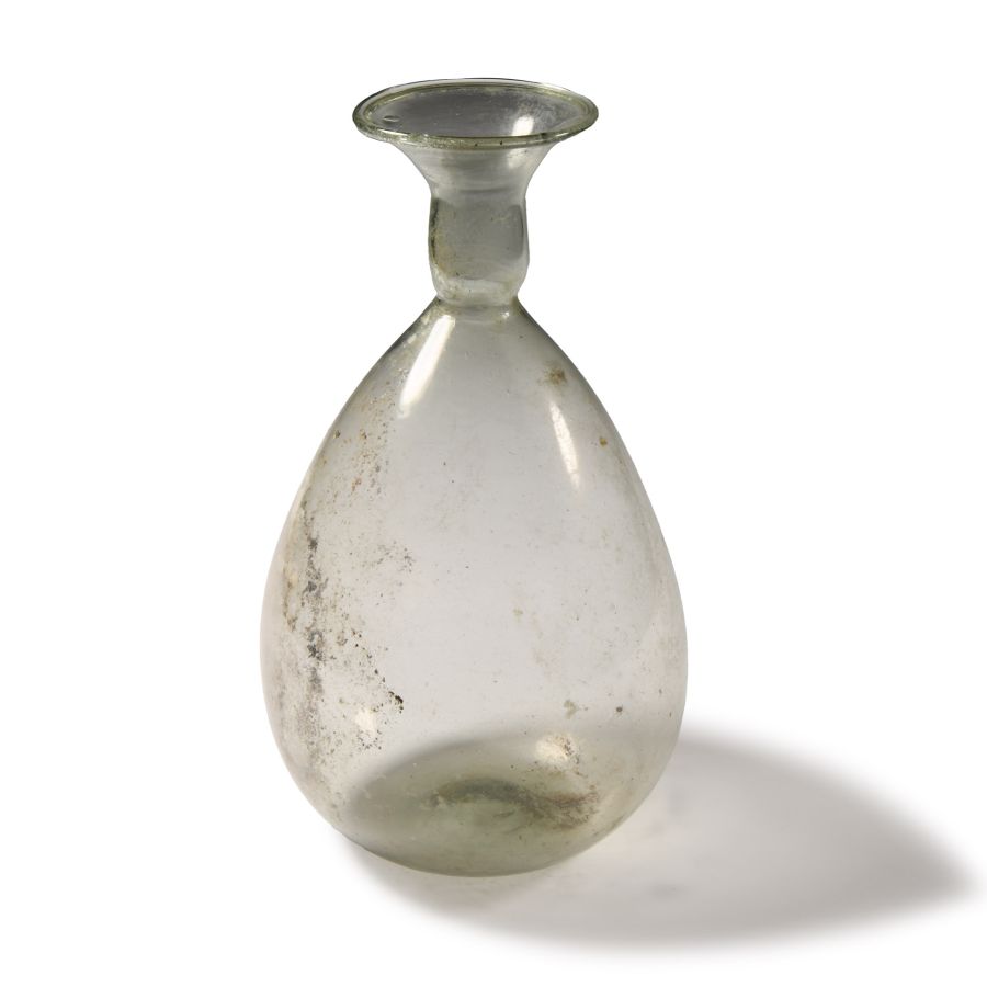 Roman Green Glass Bottle