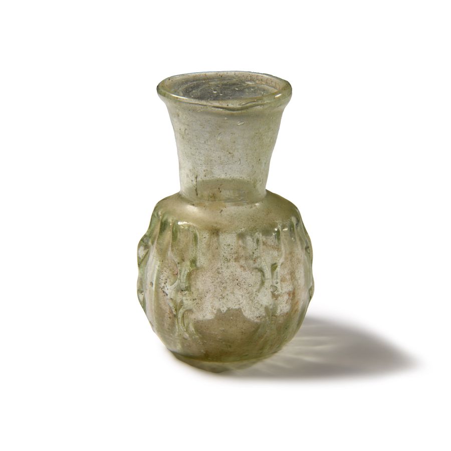 Roman Pinch-Decorated Glass Bottle