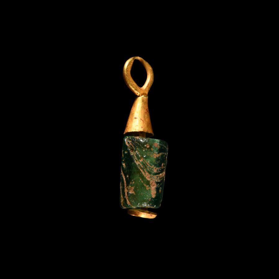 Roman Gold Pendant with Bead Drop