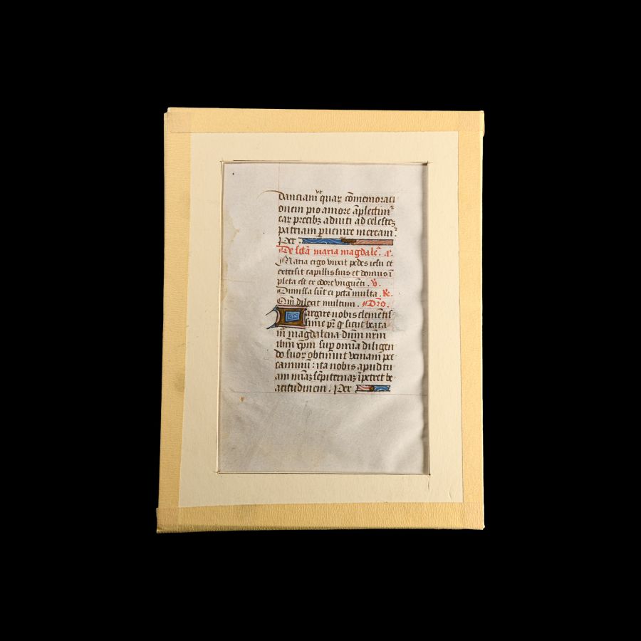 Medieval Illuminated Book of Hours Vellum Manuscript Page