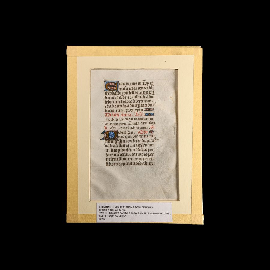 Medieval Illuminated Book of Hours Vellum Manuscript Page