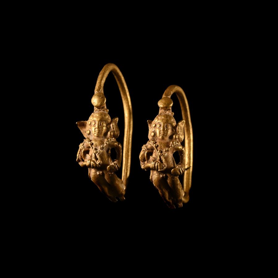 Hellenistic Gold Eros Earrings