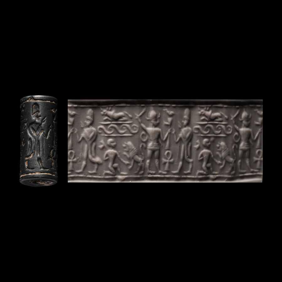 Western Asiatic Haematite Cylinder Seal with Presentation Scene