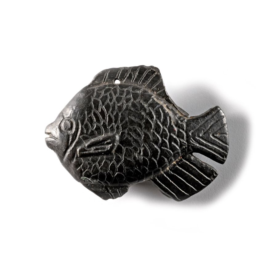 Western Asiatic Black Stone Fish Amulet