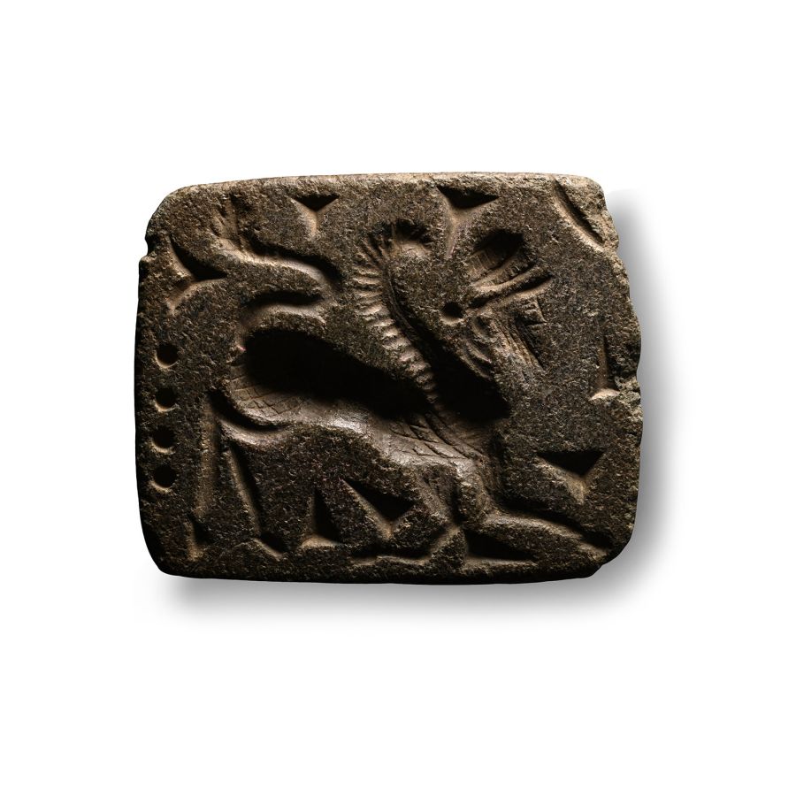 Large Bactrian Stone Stamp Seal with Lamassu