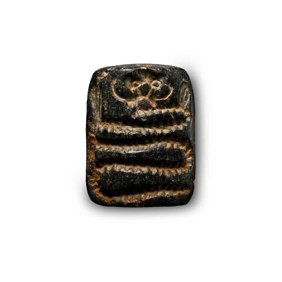 Large Bactrian Bifacial Stone Stamp Seal with Serpent and Ibex