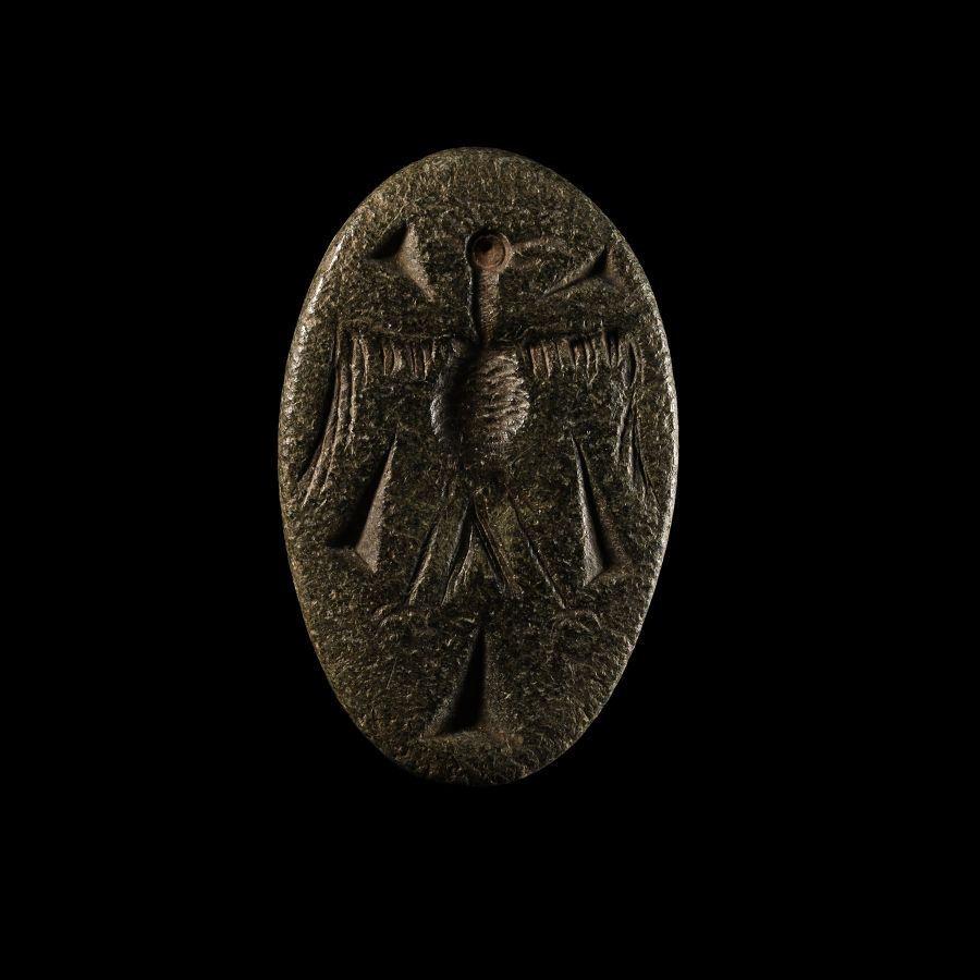 Large Bactrian Stone Stamp Seal with Bird