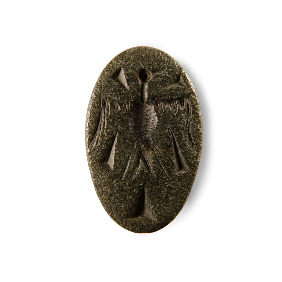 Large Bactrian Stone Stamp Seal with Bird