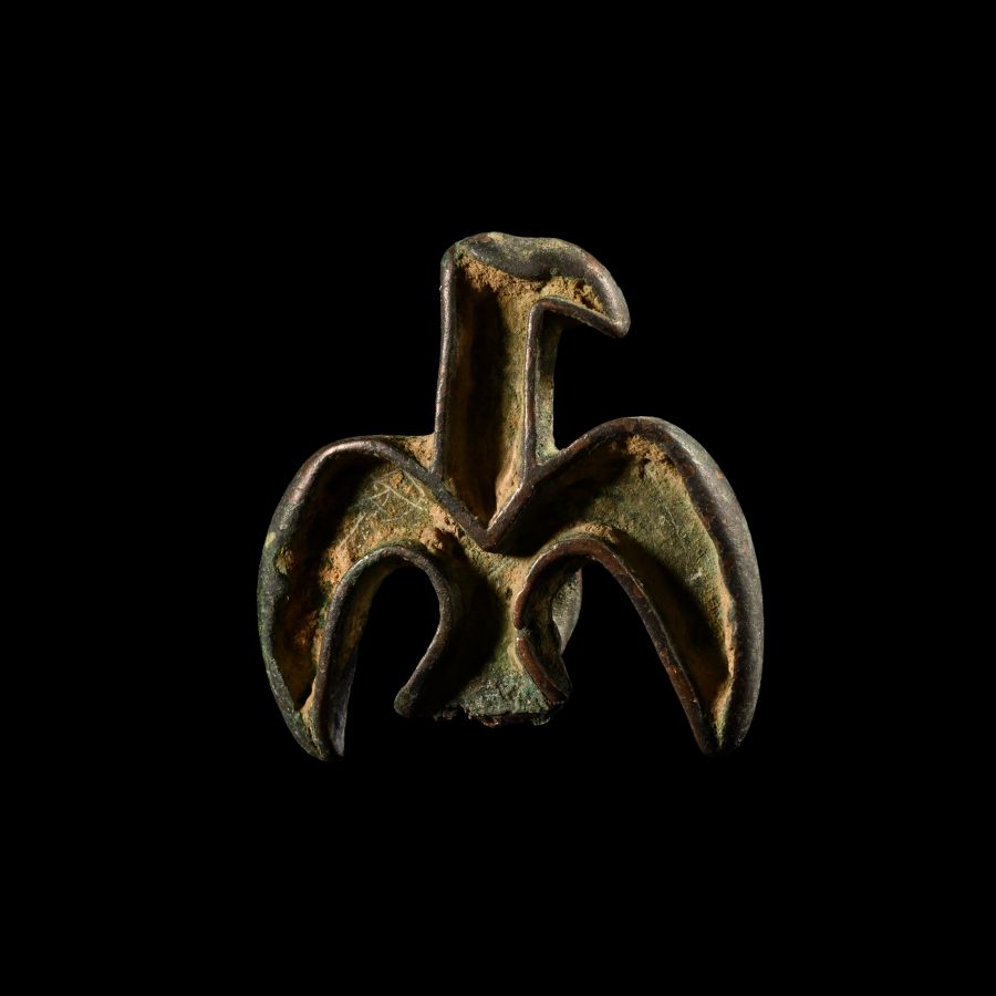 Central Asian Bronze Compartmented Eagle Seal Matrix