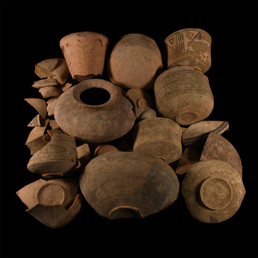 Indus Valley Painted Terracotta Fragment Group