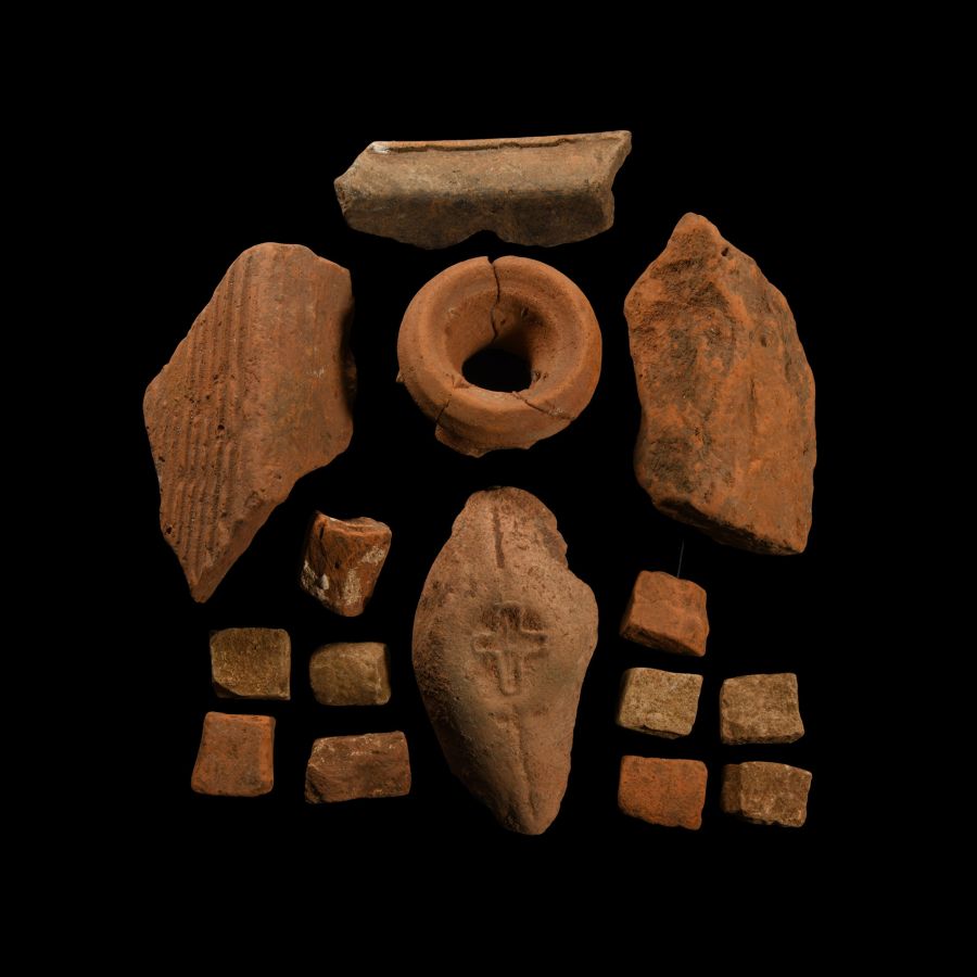 Roman Terracotta Fragment and Tesserae Group
