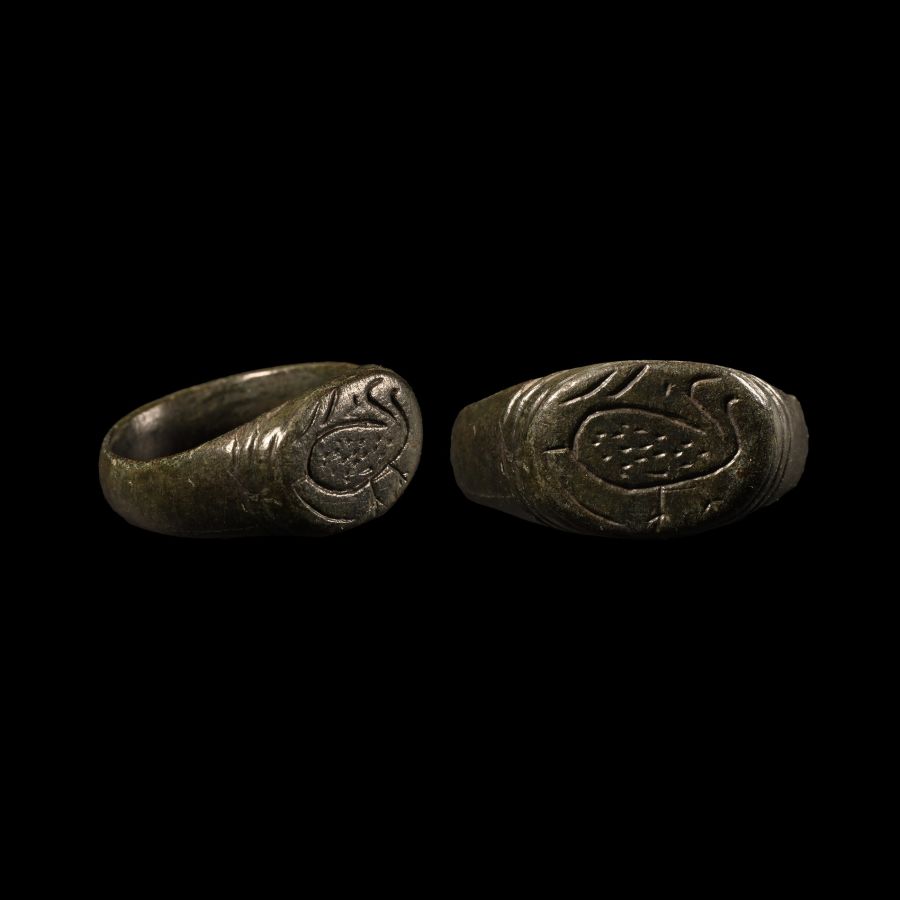 Byzantine Bronze Ring with Bird in Profile