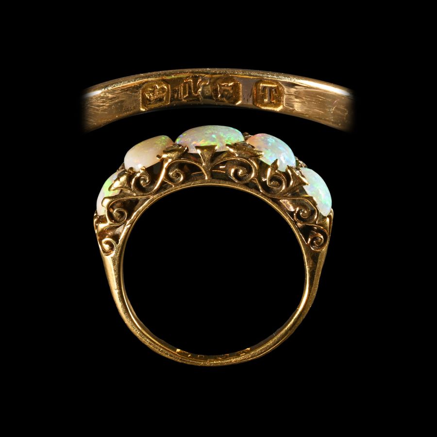 Antique Gold Ring with Australian Opals