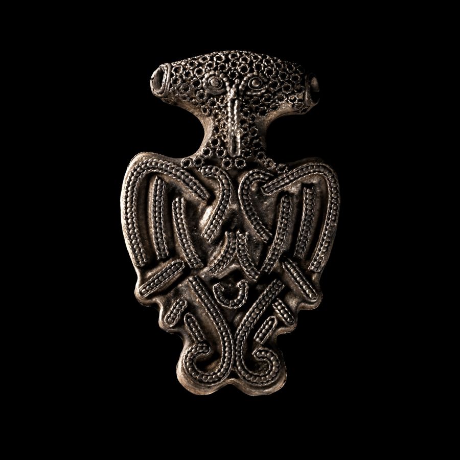 Viking Age Silver Facing Bird Pendant