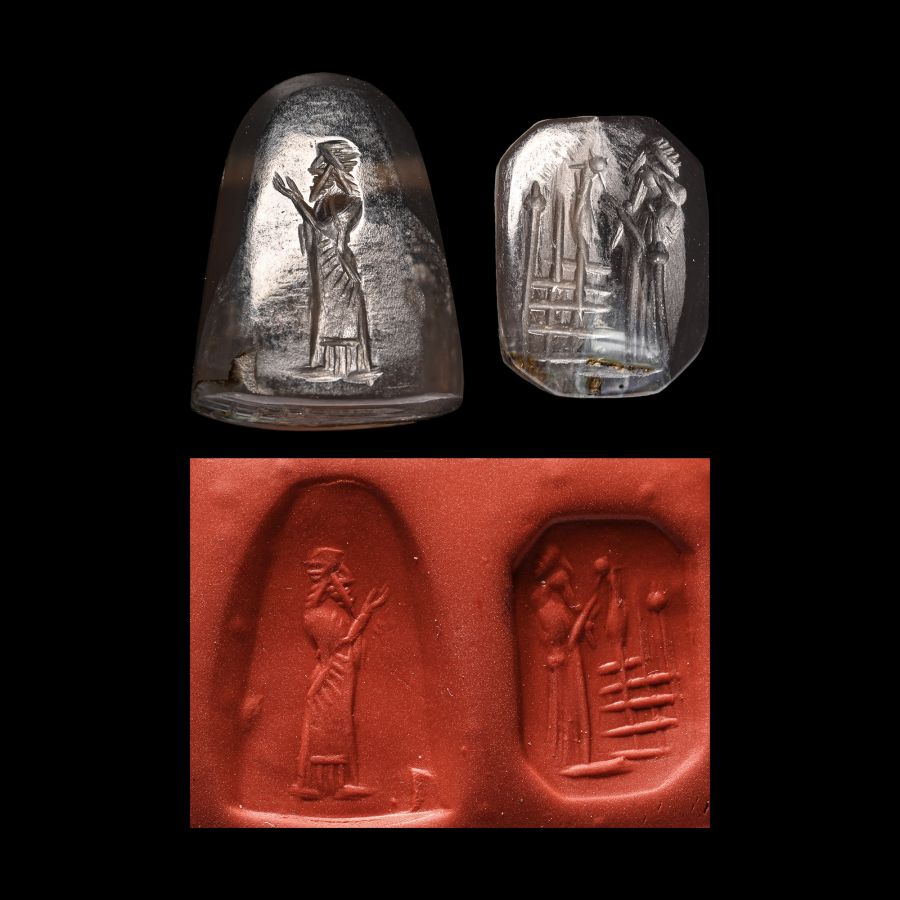 Neo Babylonian Bifacial Quartz Stamp Seal