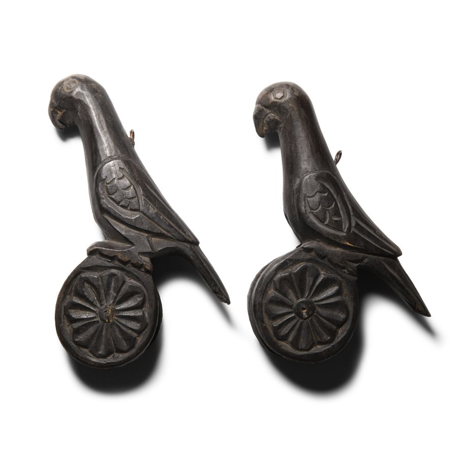 Burmese Wooden Bird Loom Pulley Pair