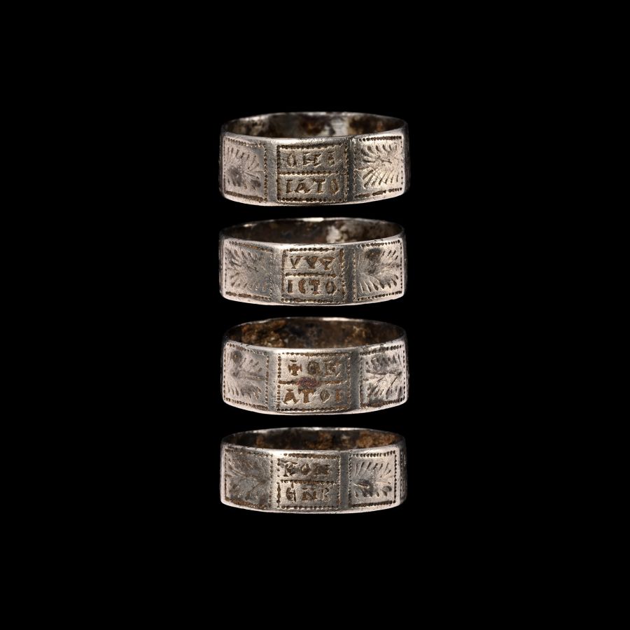 Late Roman Inscribed Silver Ring for Konstantinos
