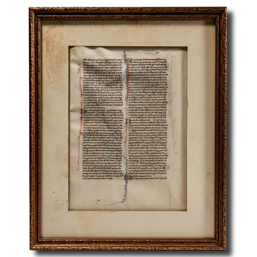 Medieval Illuminated Vellum Manuscript Page