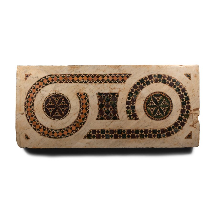 Byzantine Cosmatesque Mosaic Panel with Crosiers