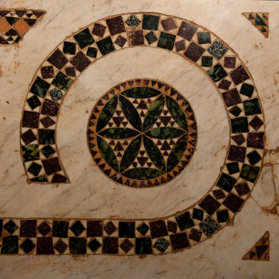 Byzantine Cosmatesque Mosaic Panel with Crosiers