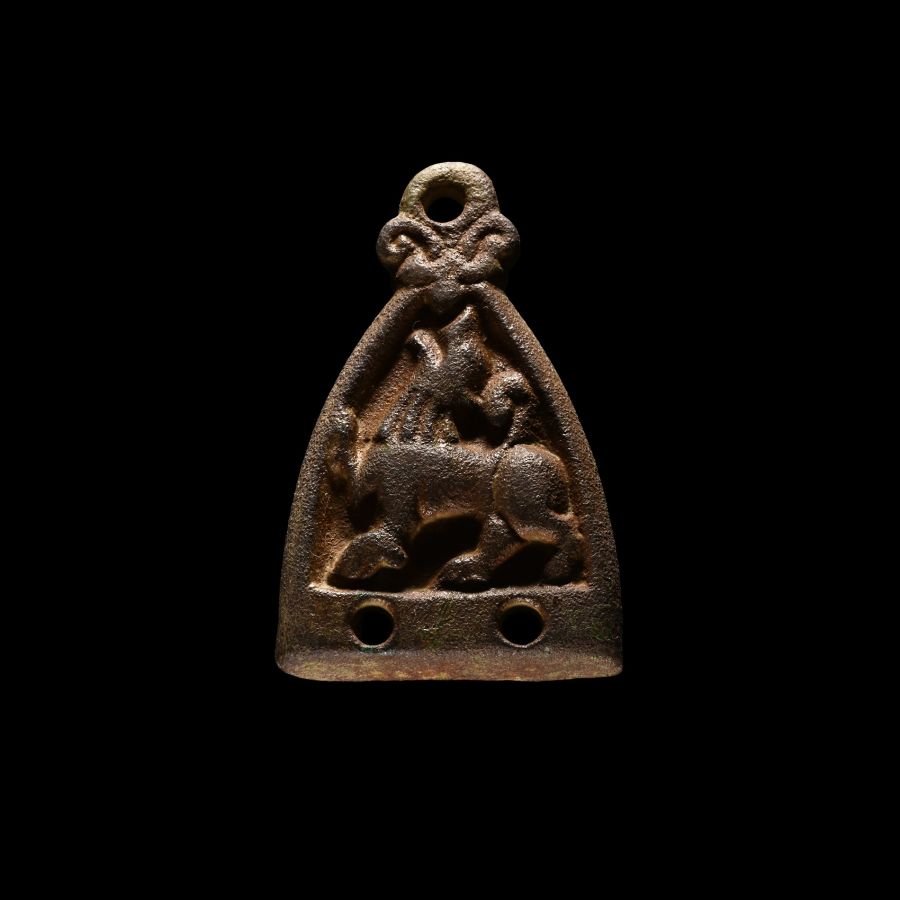 Anglo-Scandinavian Viking Bronze Howling Beast Stirrup Mount